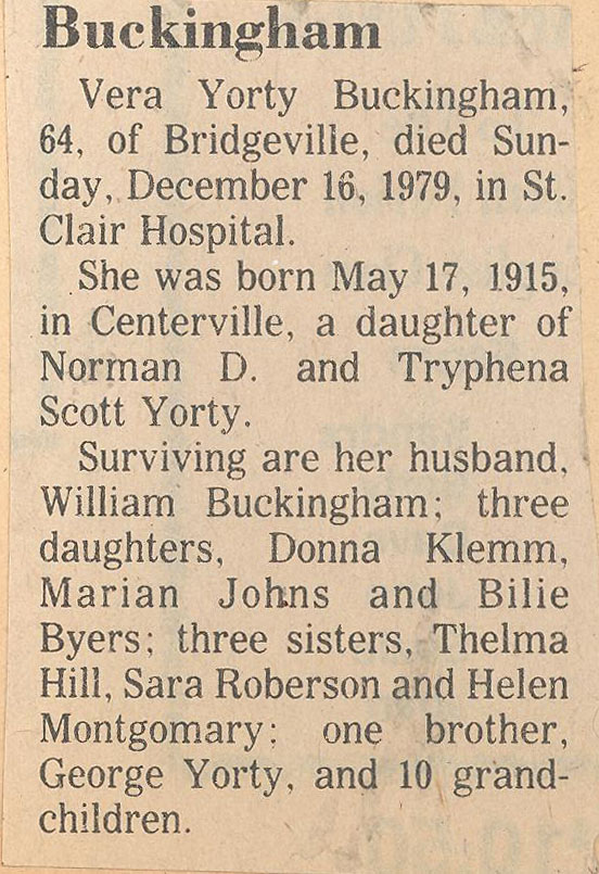 Vera Yorty Buckingham obituary