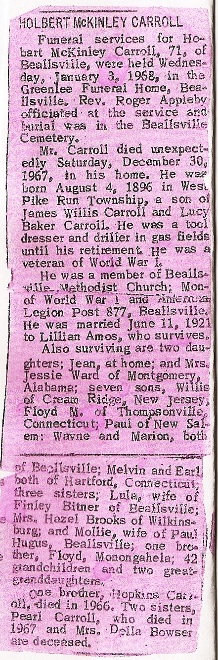 Hobart McKinley Carrol obituary