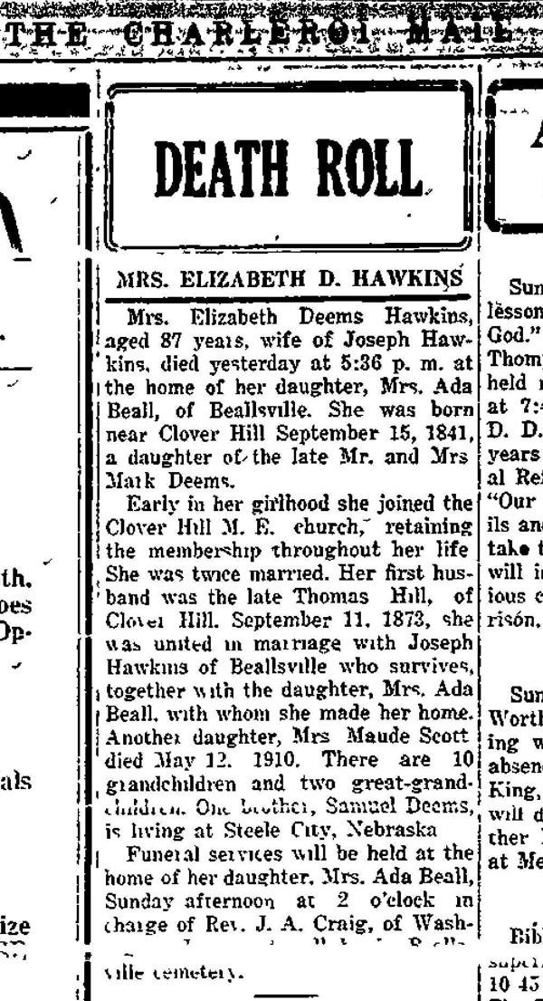 Elizabeth Deems Hawkins obituary