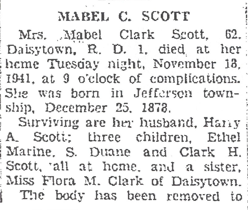 Mabel Clark Scott obit