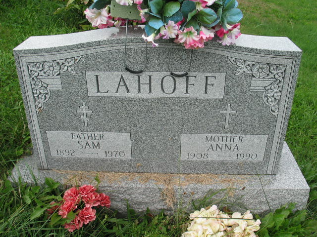 Sam and Anna Lahoff tombstone