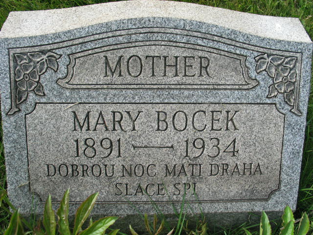 Mary Bocek tombston