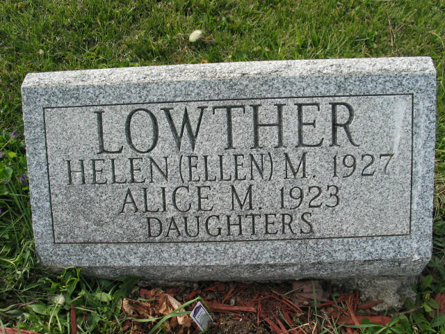 Helen and Alice Lowther tombstone
