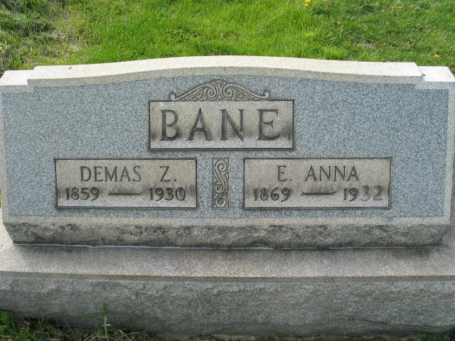 Demas A. and E. Anna Bane tombstone