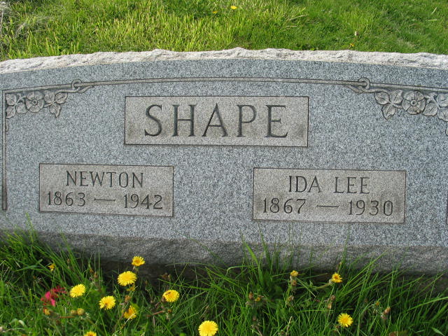 Ida Lee and Newton Shape tombstone