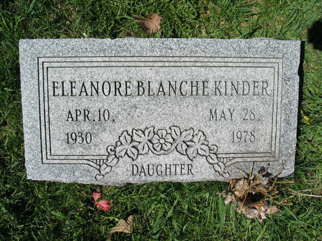 Eleanor Blanche Kinder tombstone