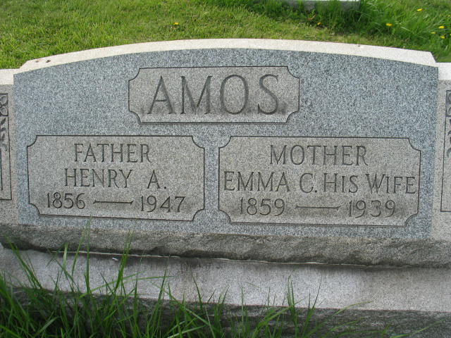 Henry A. and Emma C Amos tombstone