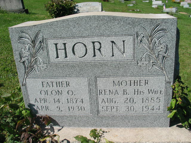 Olon O. Rena B. Horn tombstone