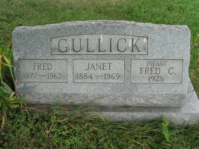 Fred, Janet and fred C. Gullick tombstone