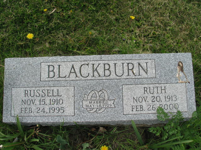 Russell and Ruth Blackburn tombstone