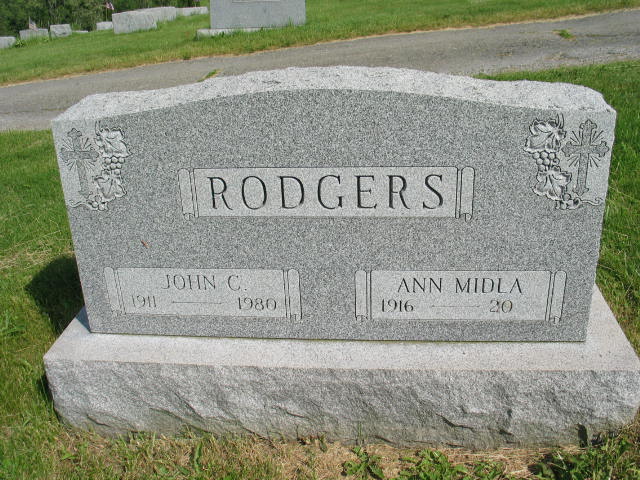 Ann Midla Rodgers and John C. Rodgers tombstone