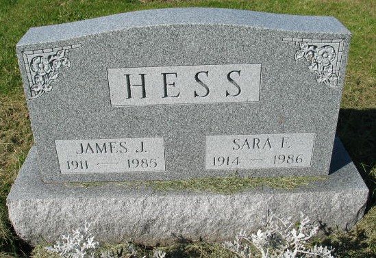 James J. and Sara F. Hess tombstone