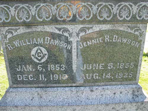 William and Jennie Dawson tombstone