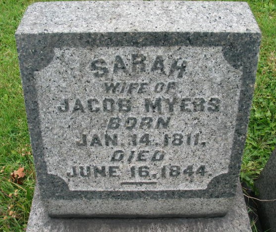 Sarah Myers tombstone
