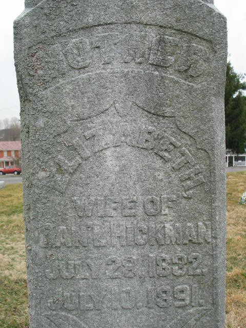 Elizabeth Hickman tombstone