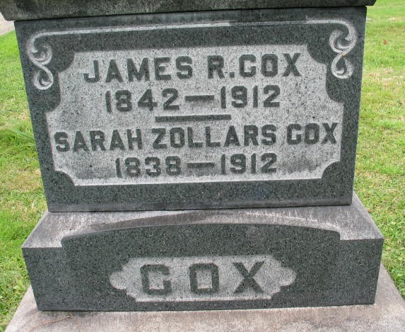 James R. Cox tombs& Sarah Zollars Cox tone