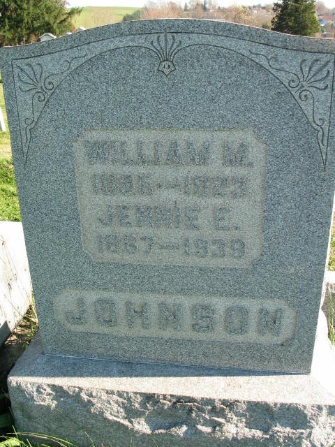 Jennie E. and William M. Johnson tombstone