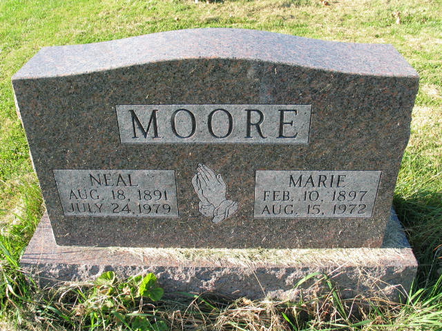 Neal and Marie Moore tombstone