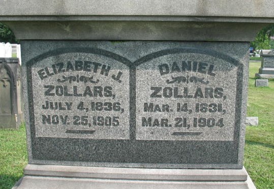 Daniel and Elizabeth J. Zollars tomstone