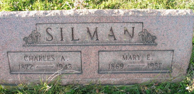 Charles A. and Mary E. Silman tombstone