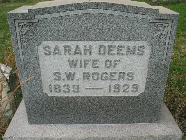 Sarah Deems Rogers tombstone