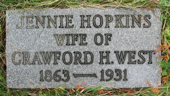 Jennie Hopkins West tombstone