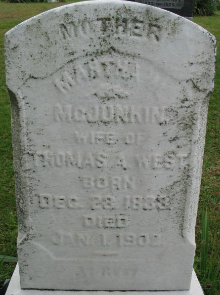 Martha M. McJunkin West tombstone