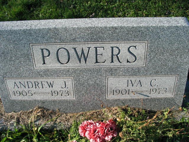 Andrew J. and Iva C. Powers tombstone