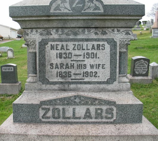 Neal and Sarah Zollars tombstone