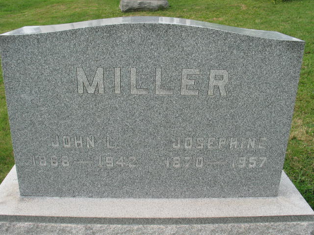 John L. and Josephine Miller tombstone
