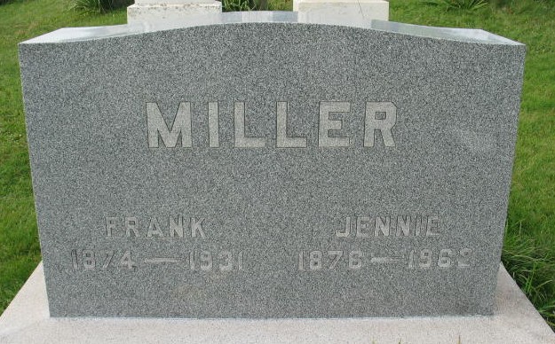 Frank and Jennie Miller tombstone