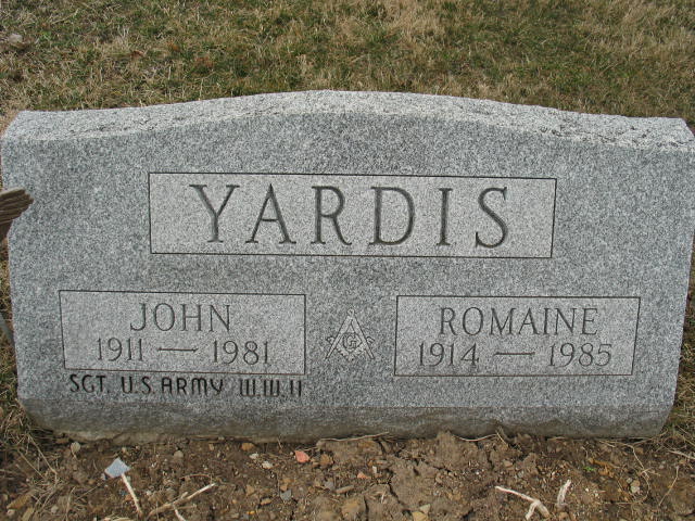 John and Romaine Yardis tombstone