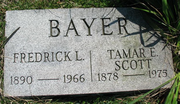 Frederick L. Bayer and Tamar E. Scott tombstone