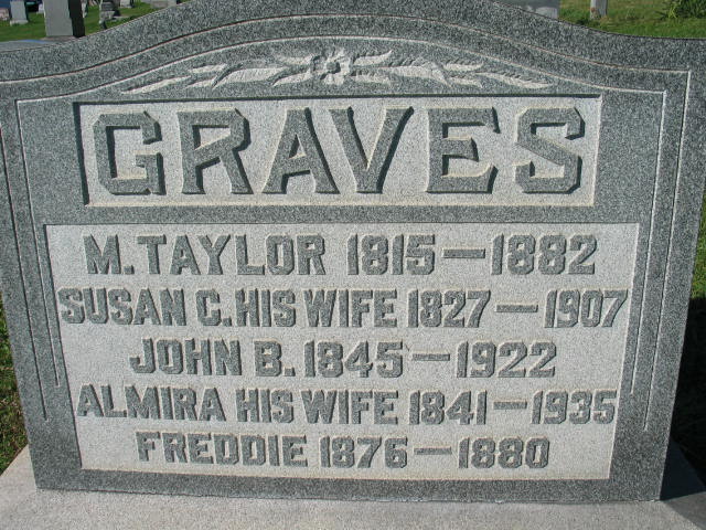 M. Taylor, Susan D., John B., Almira, Freddie Graves tombstone