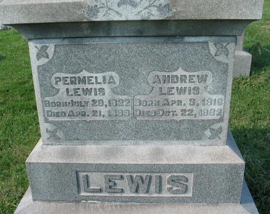 Permelia and Andrew Lewis tombstone