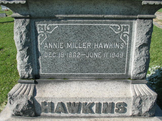 Annie Miller Hawkins tombstone