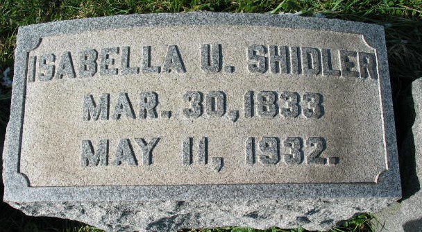 Isabella U. Shidler tombstone