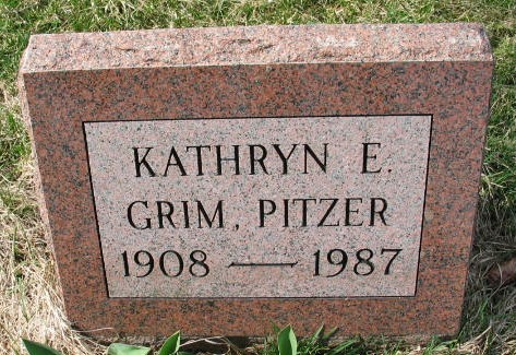 Kathryn E. Grim, Pitzer tombstone