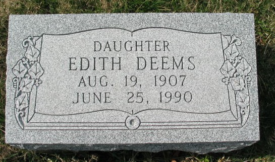Edith Deems tombstone