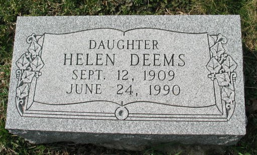 Helen Deems tombstone