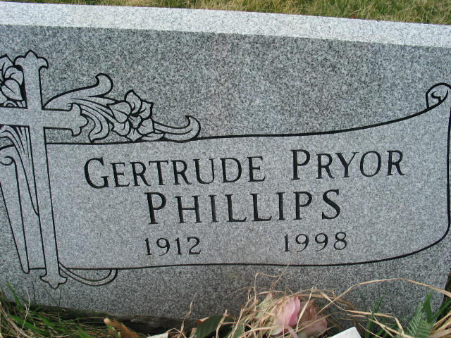 Gertrude Pryor Phillips tombstone