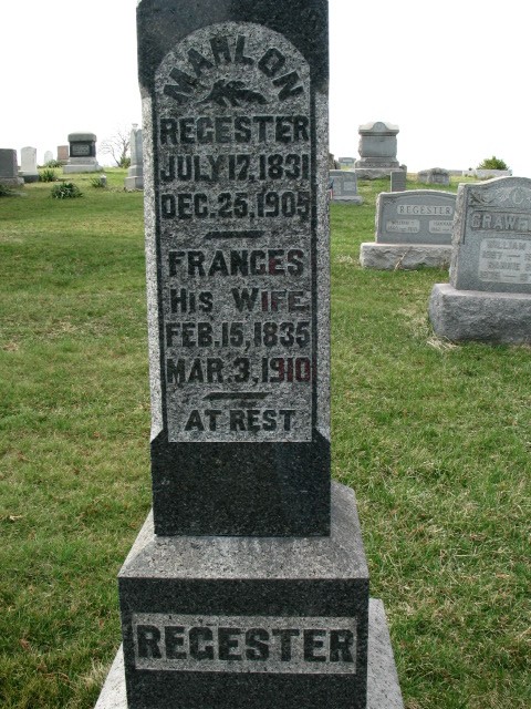 Frances Regester tombstone