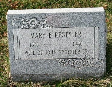Mary E. Regester tombstone