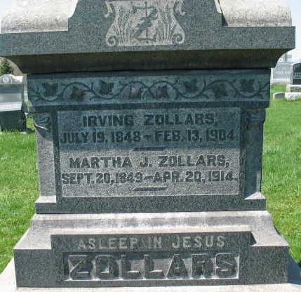 Irving and Martha J. Zollars