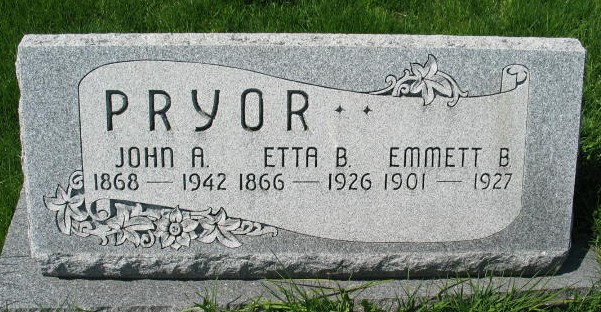 John A., Etta B., Emmett B. Pryor