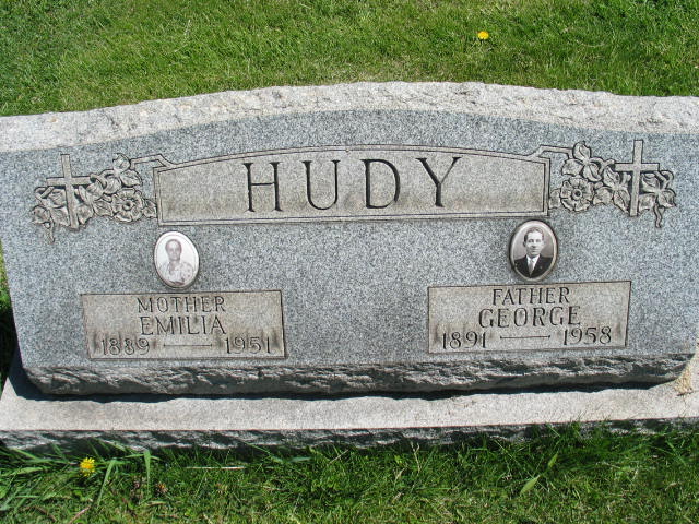 Emilia and George Hudy tombstone