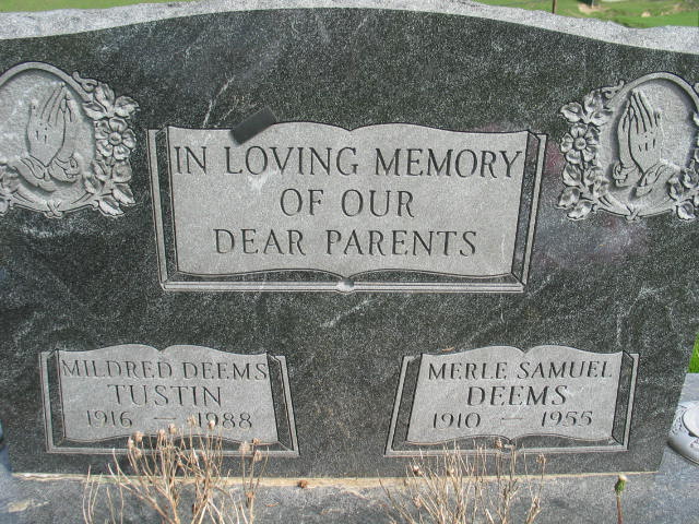 Mildred Deems Tustin and Merle Samuel Deems tombstone