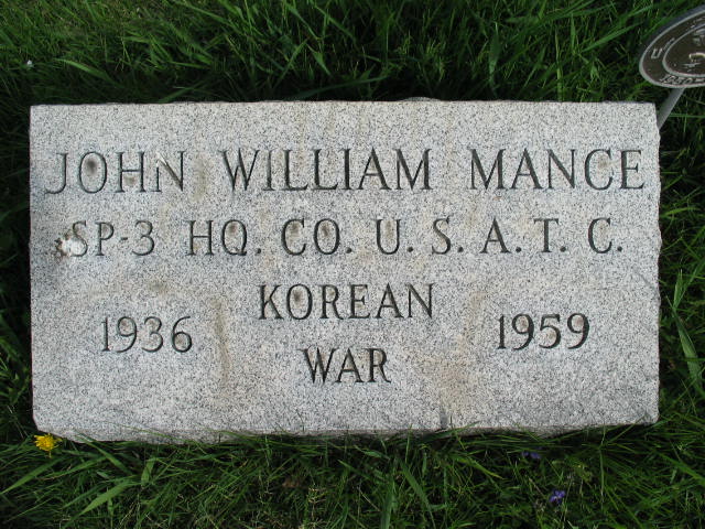 John William Mance tombstone