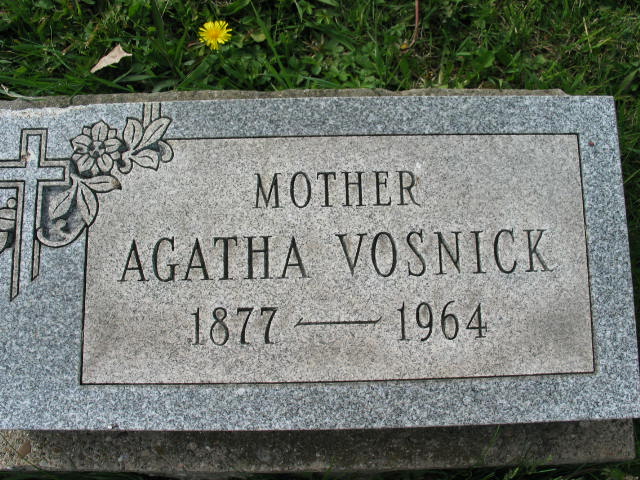 Agatha Vosnick tombstone