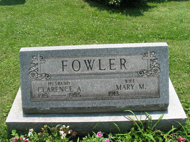Clarence A. and Mary M. Flowler tombstone